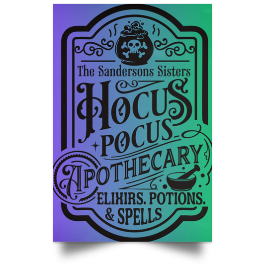 Halloween Hocus Pocus Apothecary Satin Portrait Poster